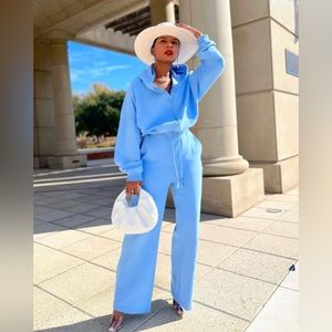 Women’s Long Sleeve Zip Up Hoodie Wide Leg Jumpsuit